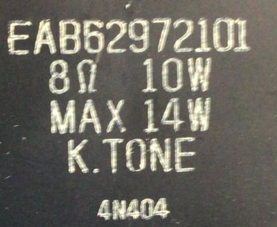 KIT DE BOCINAS (2PZS) LG / NUMERO DE PARTE EAB62972101 / 8Ω  10W / MAX 14W / K.TONE / 4N404 / EAB62972102 / 8Ω  10W / MAX 14W / K.TONE / 4N381 / MODELO 55LB5900-UV  - Imagen 2
